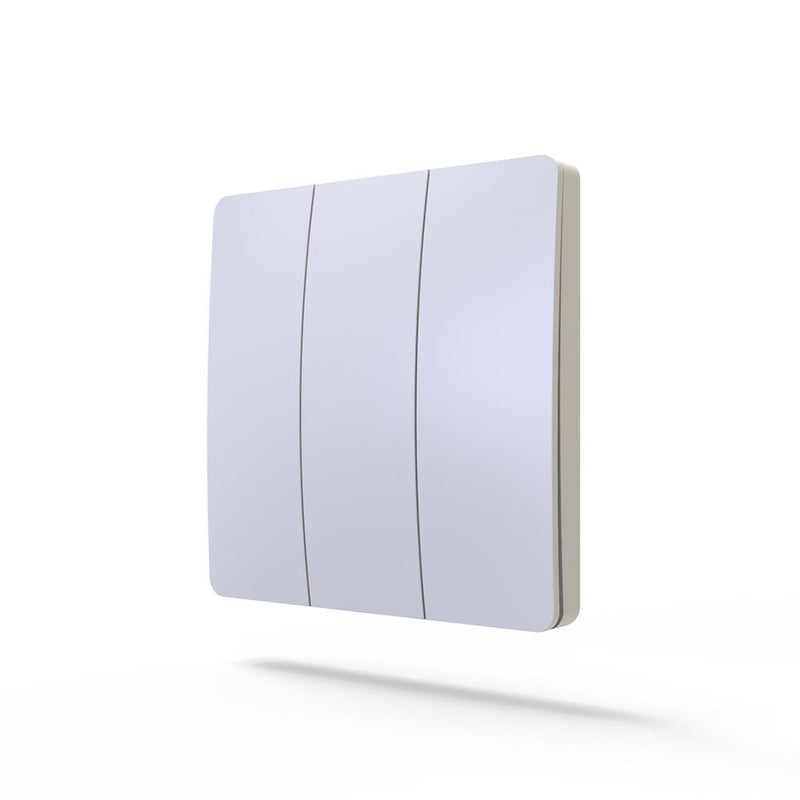 3 Gang Wireless Kinetic Grid Switch in White - Smart switch
