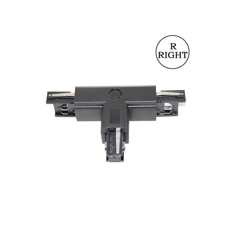 T-shaped 3 Circuit Track Light Connector in Black - LED Accessories