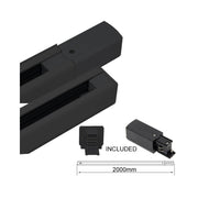 3 Phase Track Light Rail 2m in Black - LED Accessories