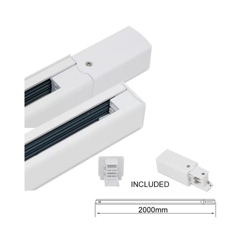 3 Phase Track Light Rail 2m in White - LED Accessories