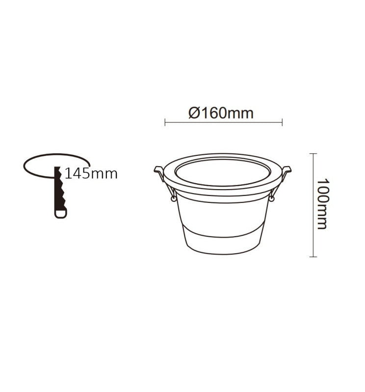 30W Circular LED Downlight GXtronic CRI + 92 Cut-out Ø145mm 3CCT IP65 - Downlights
