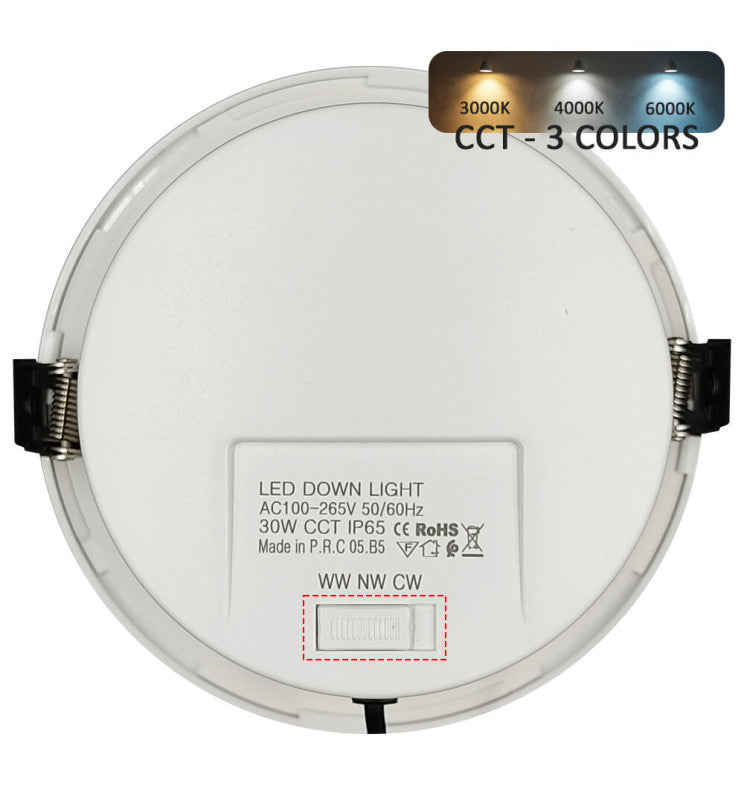 30W Circular LED Downlight GXtronic CRI + 92 Cut-out Ø145mm 3CCT IP65 - Downlights