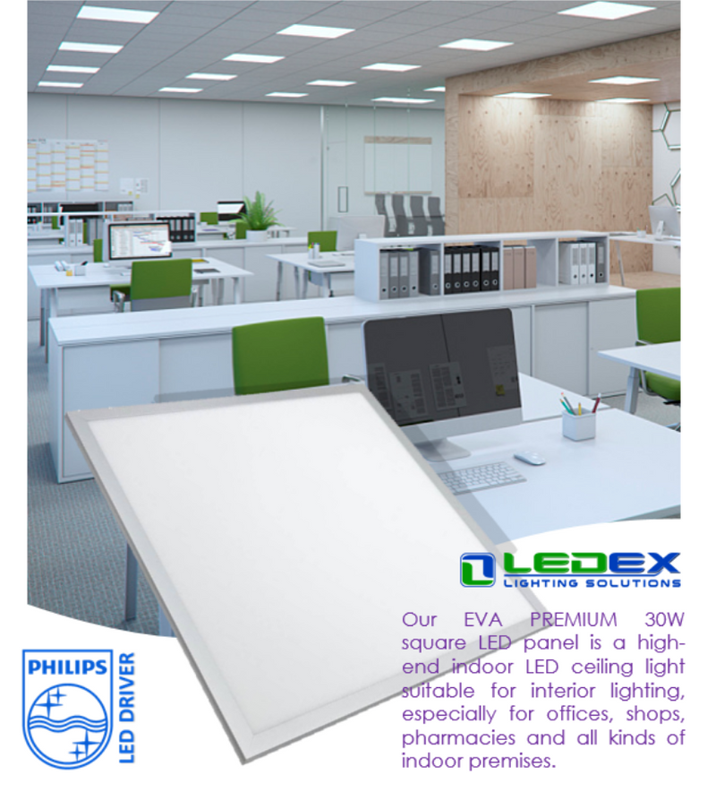 30W EVA Premium LED Panel 60x60cm with PHILIPS Driver 4000K - LED Panel