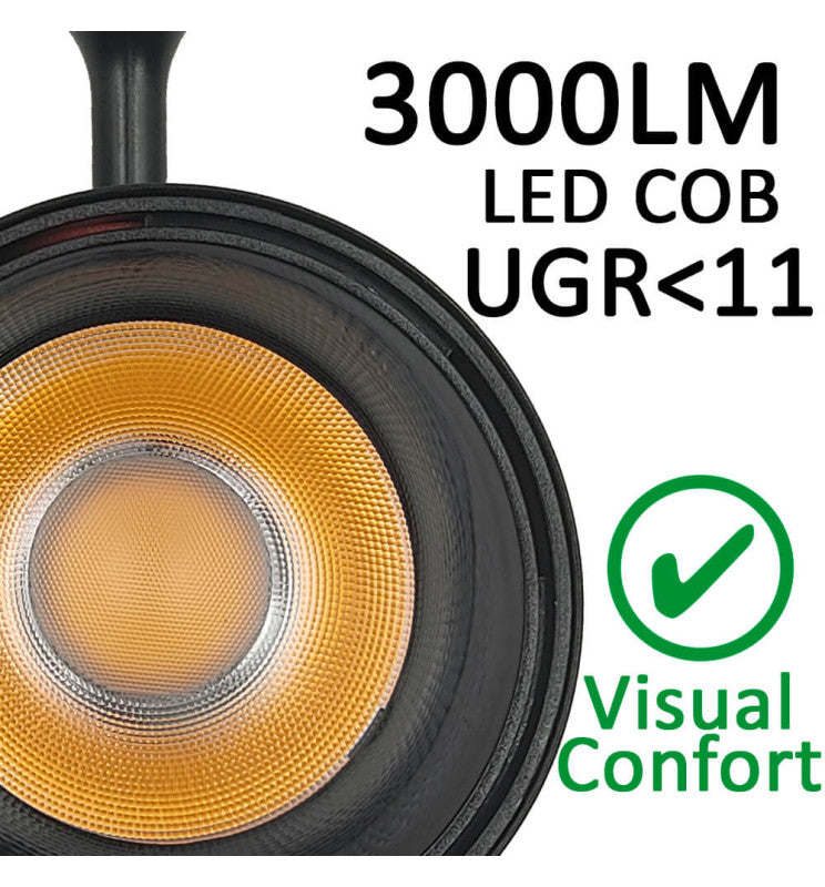 30W LED Track Light PARIS Black Single-Phase with Bridgelux Chip UGR11 24º - 4000K / FAST 2-4 Working days - Track