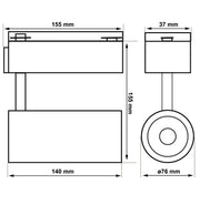 30W LED Track Light PARIS White Single-Phase with Bridgelux Chip UGR11 24º - 4000K / FAST 2-4 Working days - Track