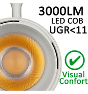 30W LED Track Light PARIS White Single-Phase with Bridgelux Chip UGR11 24º - 4000K / FAST 2-4 Working days - Track