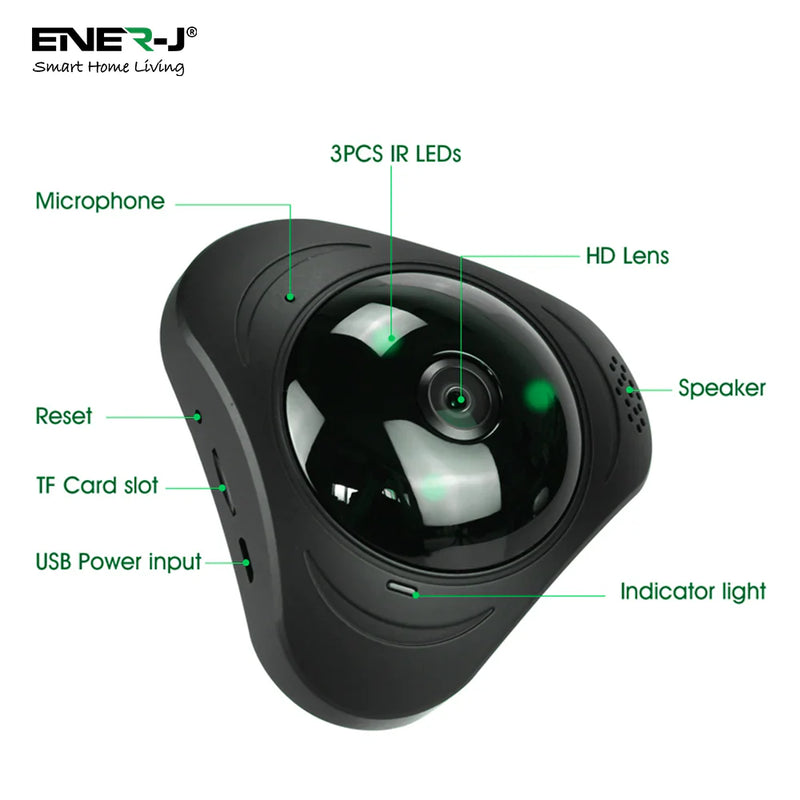 360° Panoramic Fisheye Security Camera with 2 Way Audio - Surveillance Cameras - Non-lighting Products