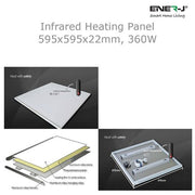 360W Infrared Heating Panel 60x60cm in White - Infrared Heater
