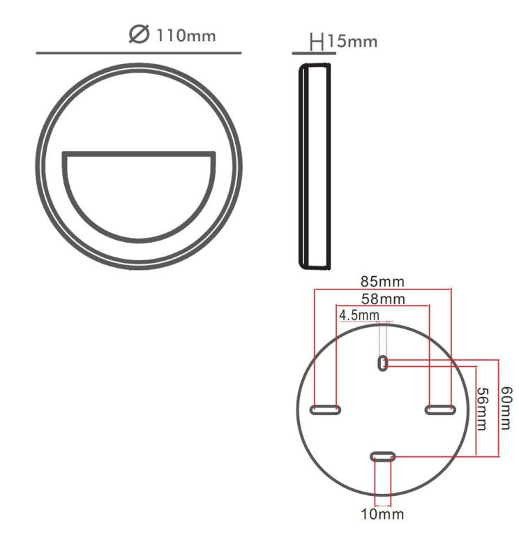 3W Recessed LED Wall Light Black IP65 - Wall Light Fixtures - Bollard Lights