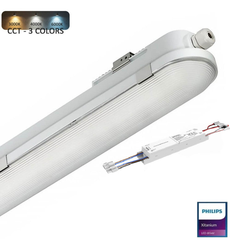 40W 120cm Tri-proof LED Batten Emergency Kit Philips Driver 140 Lm/W 3CCT - Emergency Lighting - Battens