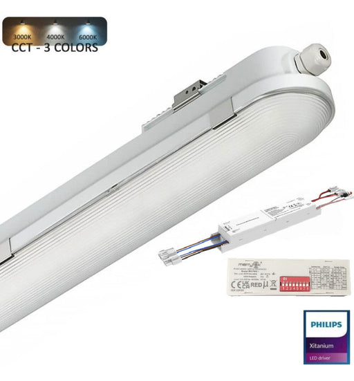 55W 150cm Tri-proof LED Batten Microwave Sensor & Emergency Kit Philips Driver 3CCT - STANDARD 10-20 Working days