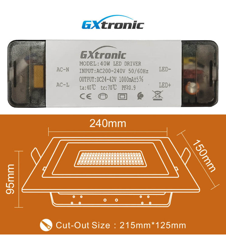 40W Adjustable Rectangular LED Spotlight OSRAM CHIP 140Lm/W CCT 120º No Flick - Flood & Spot Lights - Downlights