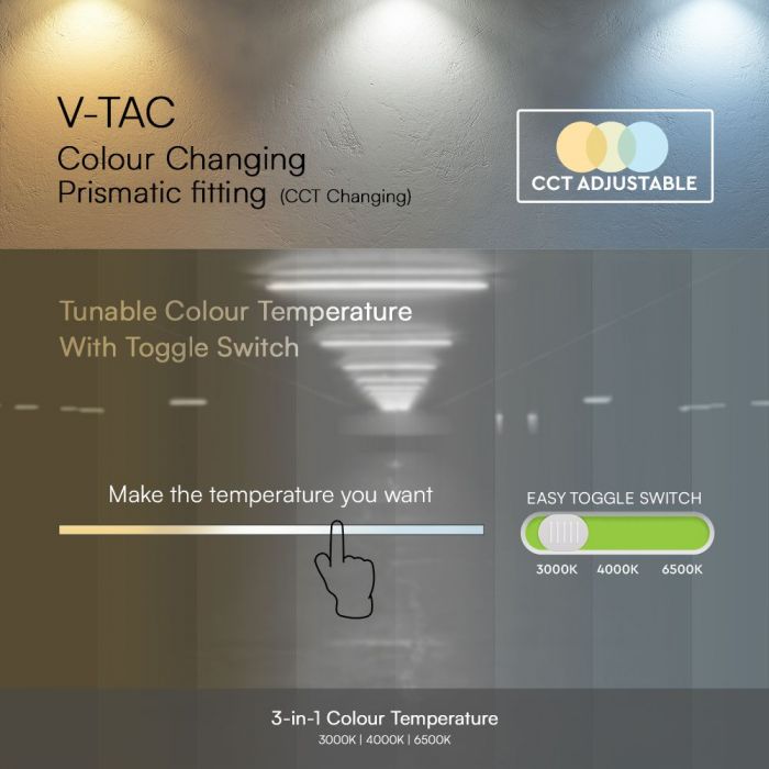 40W Prismatic LED Batten 1166mm CCT