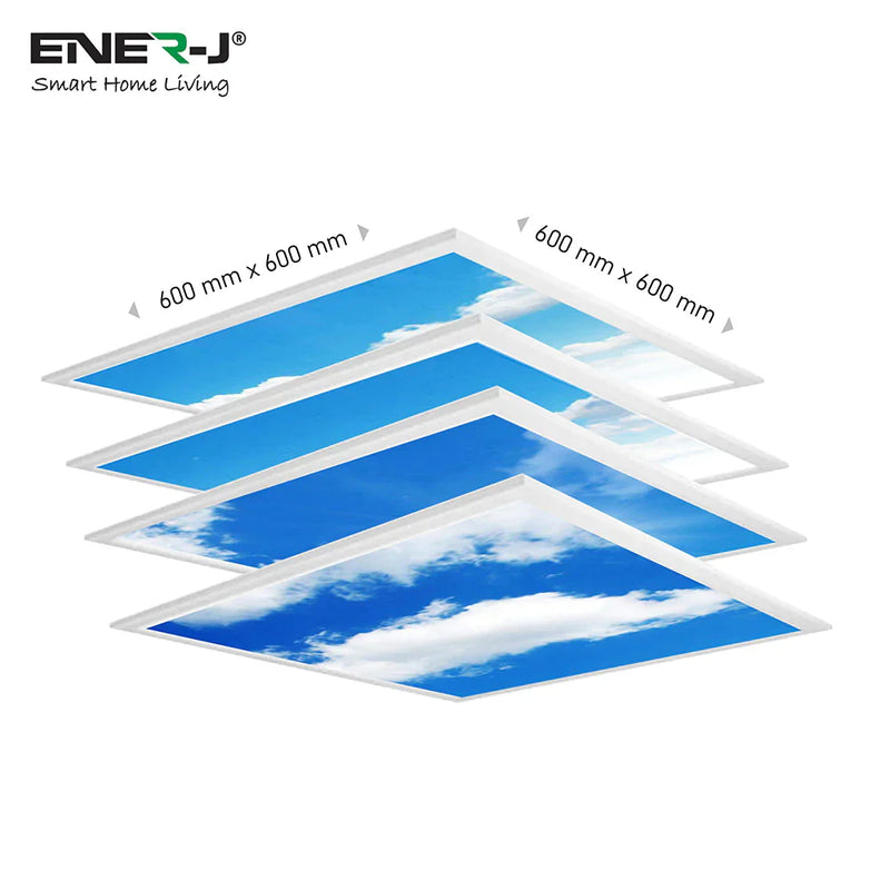 40W Set of 4 SKY LED Ceiling Panel 60x60cms with 2D PRINT 6000K - Ceiling Light Fixtures - Panels