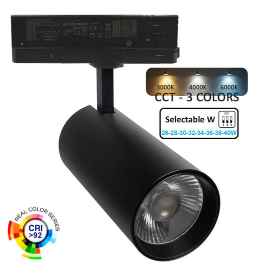 40W to 26W 3 Phase NEW MAYA LED Track Light Black 3 CCT - Track Lighting