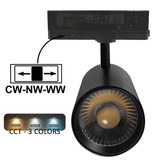 40W to 26W 3 Phase NEW MAYA LED Track Light Black 3 CCT - Track Lighting