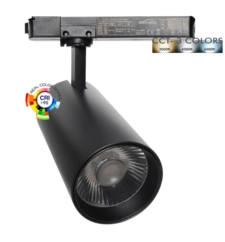 40W to 34W Single Phase NEW MAYA LED Track Spotlight Black 3 CCT - Track Lighting - Track Lighting