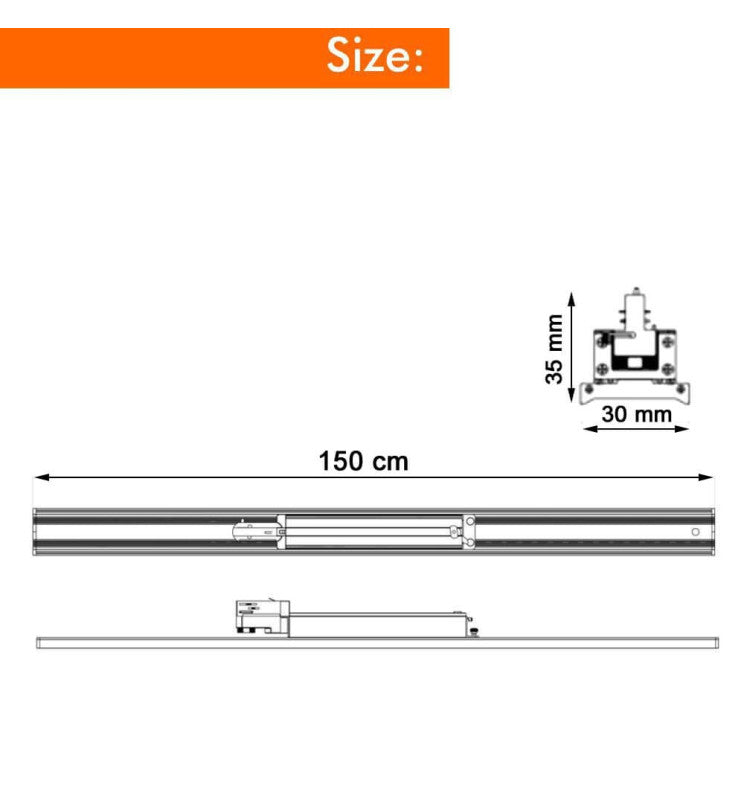 41W 49W 58W 66W 3 Phase LED Track Light in White 150cm - LED Tracking Light