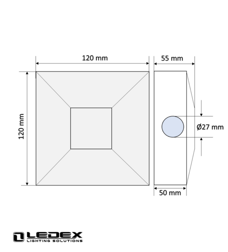 4W Square STELLA LED Wall Light 6000K - LED Wall lighting