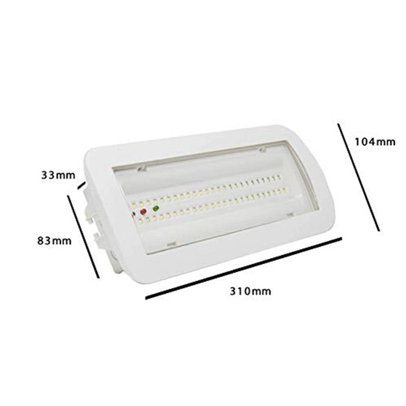 4W LED Emergency Light with Ceiling Kit and Permanent Option IP65 6000K - LED IP65