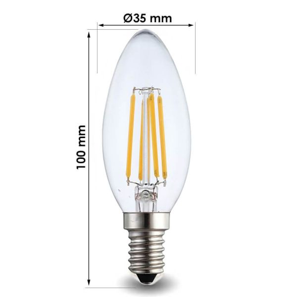 4W E14 LED Filament Candle Bulb 2700K - E14 Candle Bulb