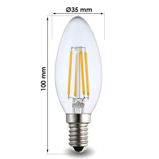 4W LED Filament Candle Bulb E14 - C35 - 2700K - E14 Candle Bulb