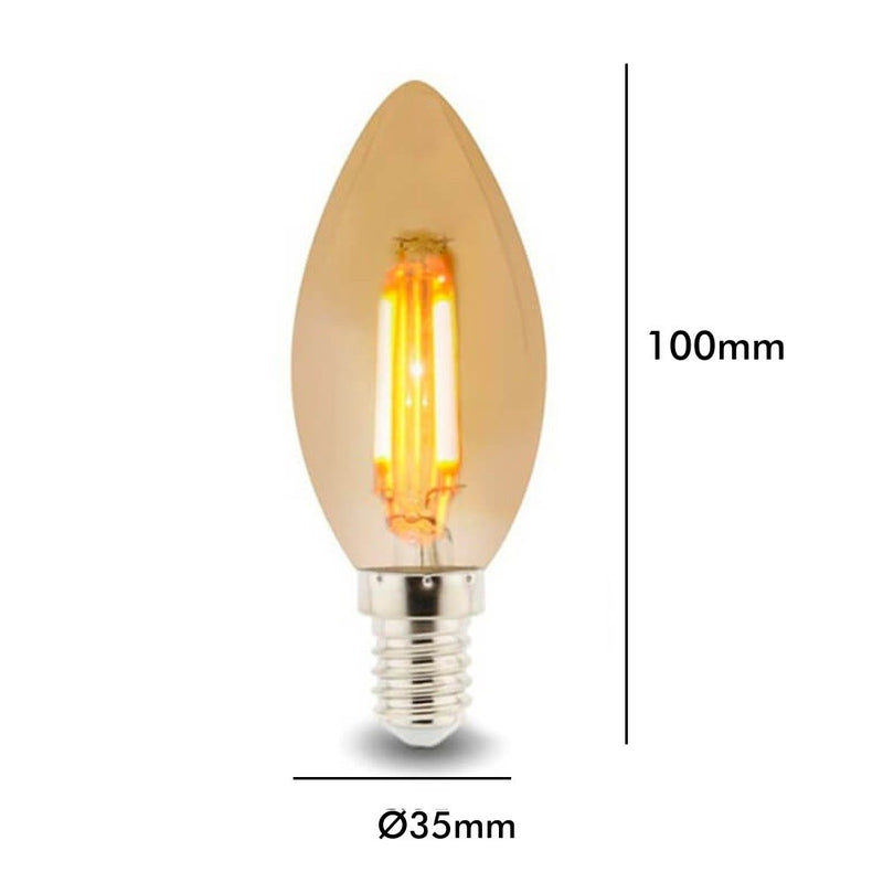 4W Dimmable E14 LED Filament Candle Bulb 2700K - LED Light Bulbs - Lamps