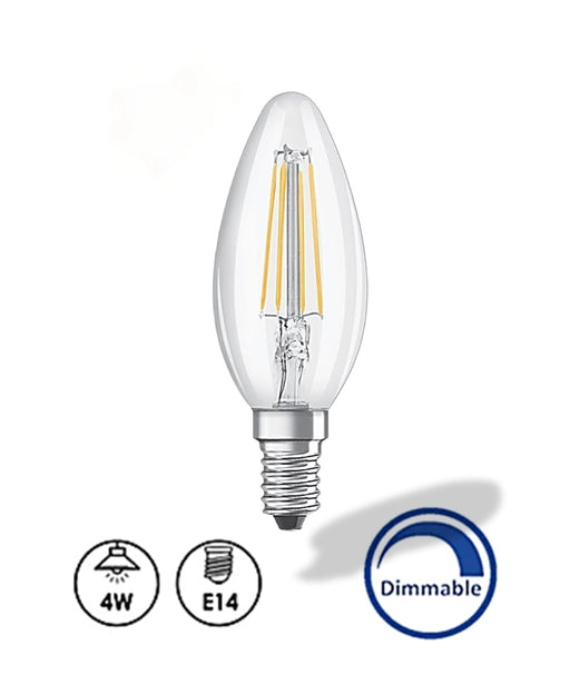 4W LED Candle Filament Bulb 2700K E14 2 pack - E14 Candle Bulb