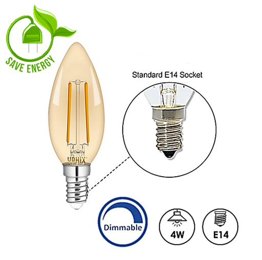 4W LED Candle Filament Bulb E14 2700K - E14 Candle Bulb