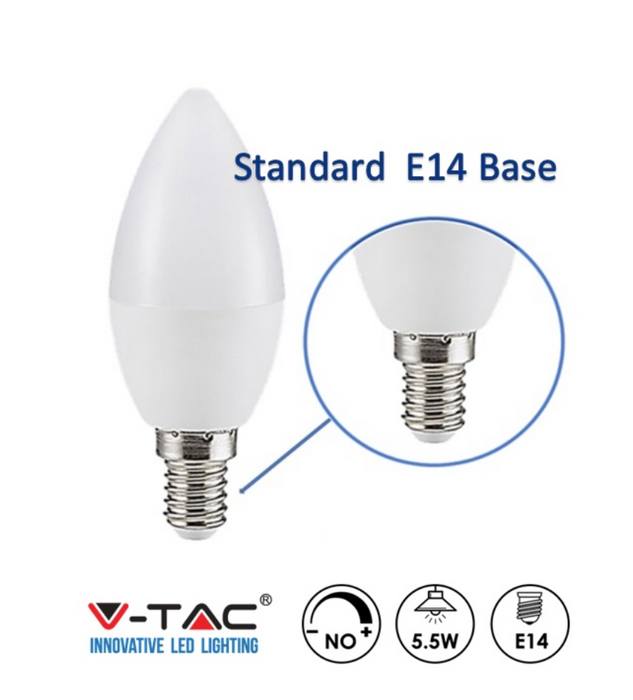 5.5W 3-pack E14 LED Candle Bulb 4000K - E14 Candle Bulb