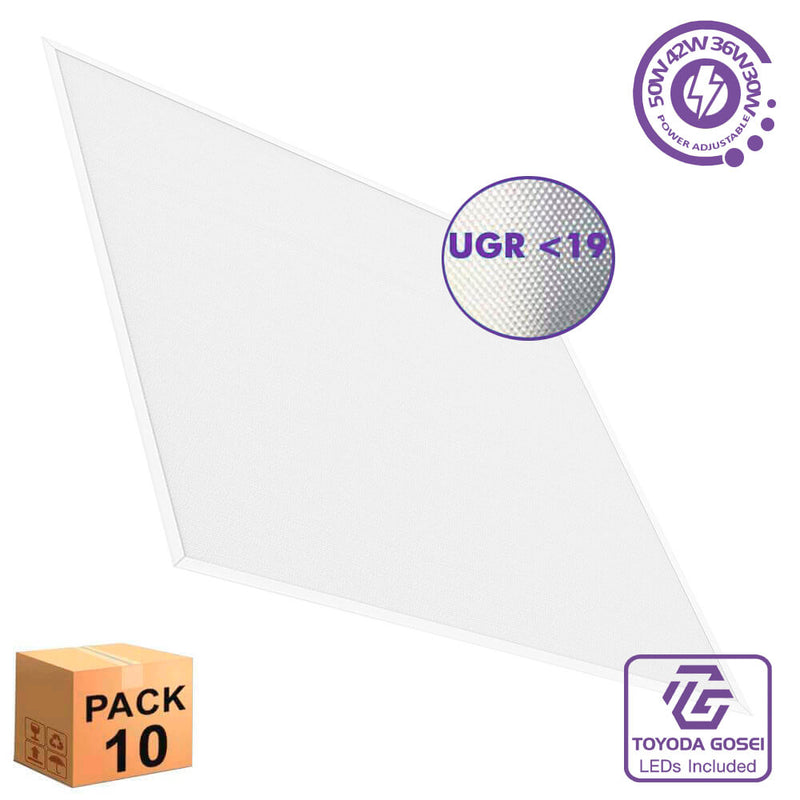 50W-42W-36W-30W LED Panel 60x60 TOYODA GOSEI LEDs 145lm/W UGR19 7-Year Warranty 4000K 10Pack