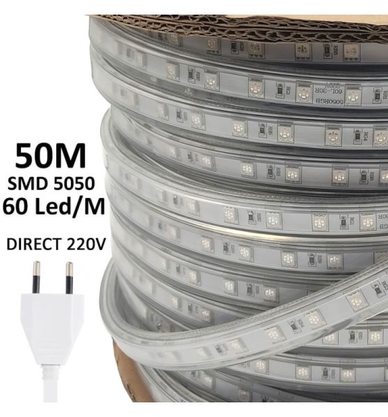 8W Dimmable LED Strip 50m 220V RGB IP65 - LED Strip