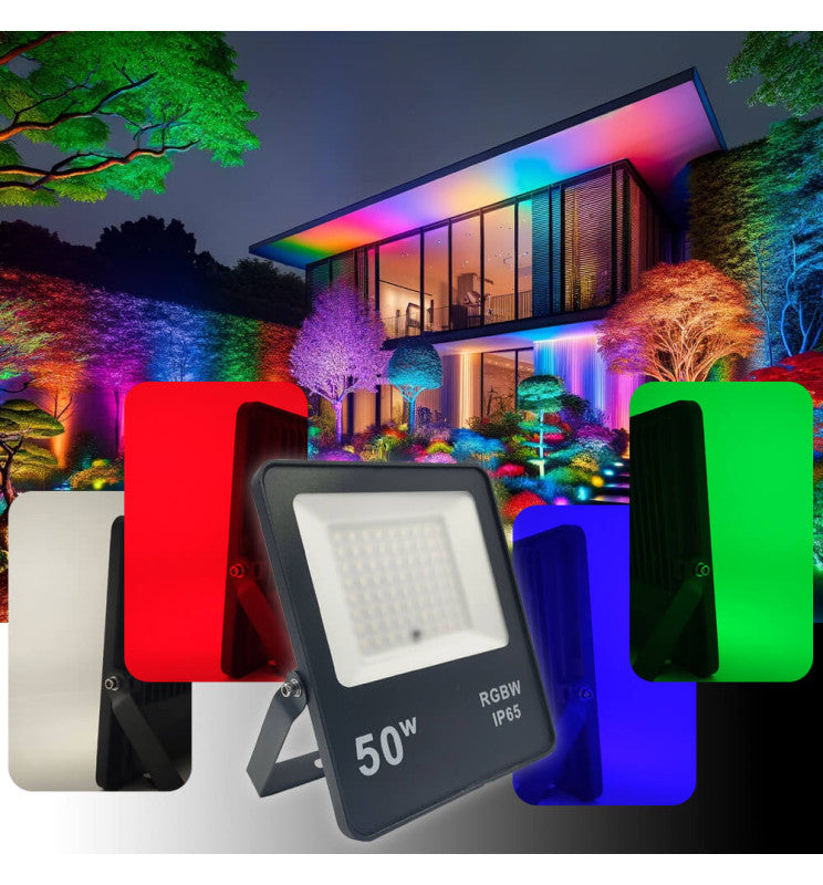 50W LED Floodlight with Remote Control IP65 RGBW - LED Floodlight