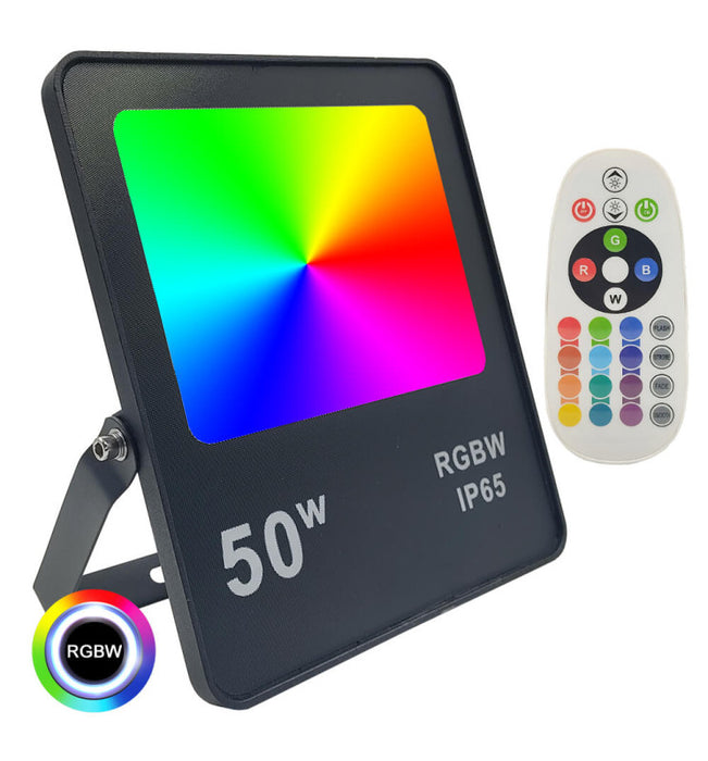 50W LED Floodlight RGB+White IP65 with Remote Control