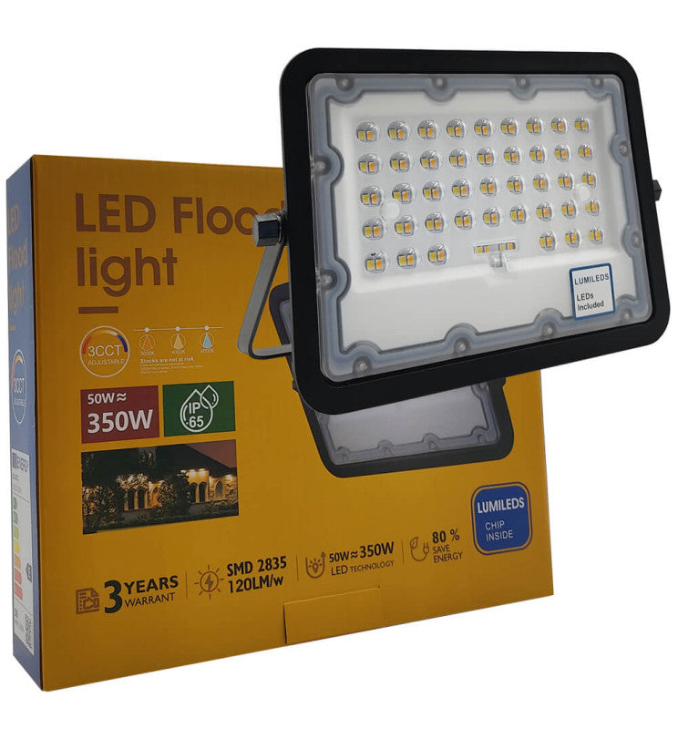 50W New AVANT LED Floodlight Black 3 CCT - Flood & Spot Lights - Floodlights