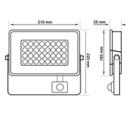 50W New AVANT LED Floodlight with PIR Motion Sensor OSRAM Chip 4000K - LED Floodlight
