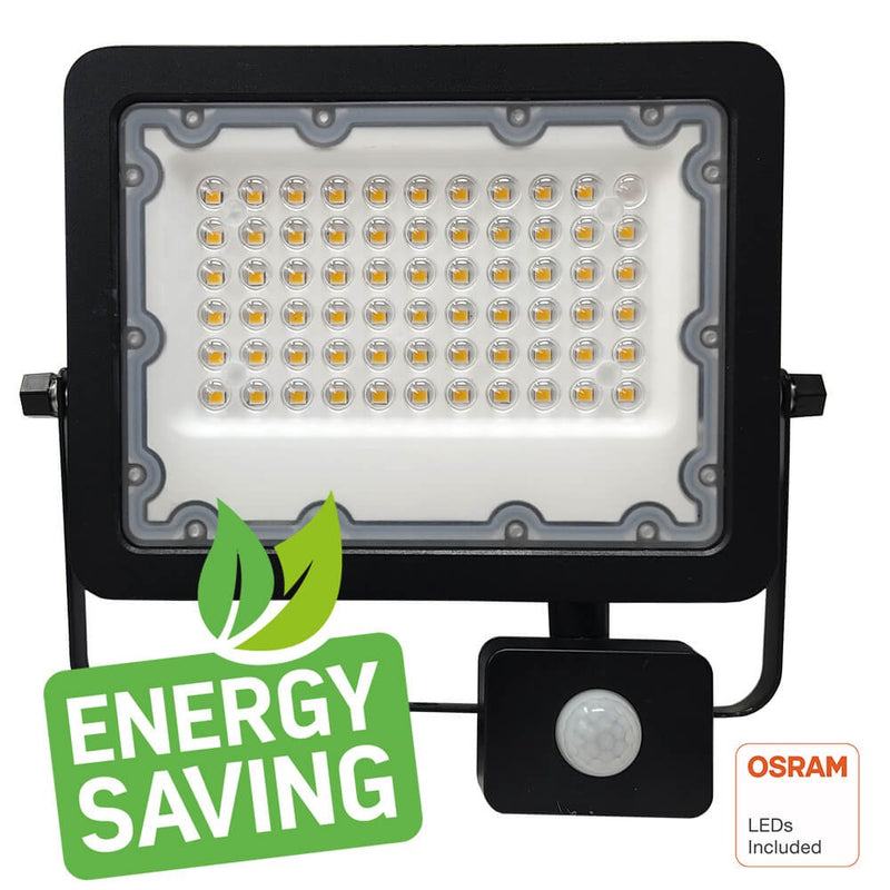 50W New AVANT LED Floodlight with PIR Motion Sensor OSRAM Chip 4000K - LED Floodlight