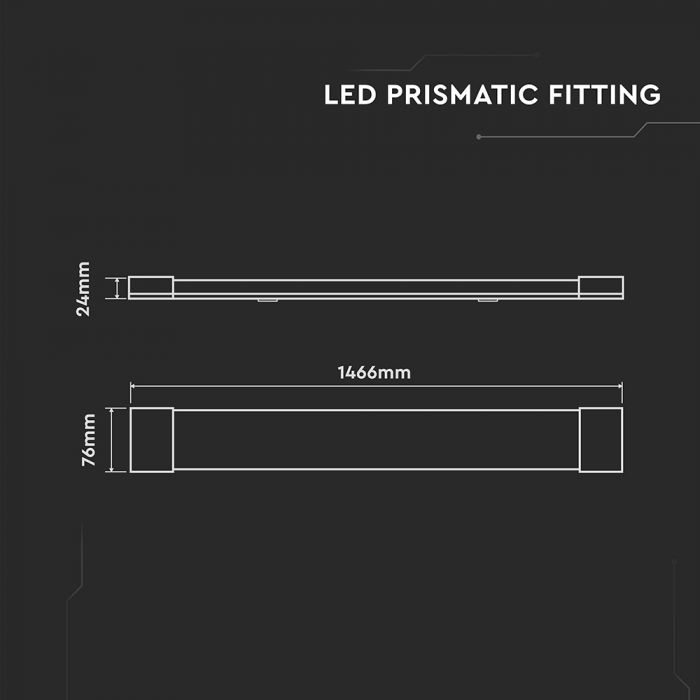 50W Prismatic LED Batten 1466mm IP20 120Lm/W 6500K - Lighting Fixtures - Battens
