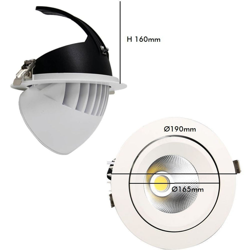50W Round Adjustable Recessed LED Spotlight 4000K - LED Spotlight