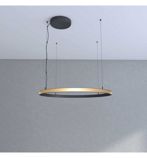 54W Circular SPACE VENUS LED Pendant Light in Black 90cm - Ceiling Light Fixtures - Linear Lights