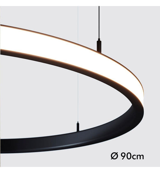 54W Circular SPACE VENUS LED Pendant Light in Black 90cm - Ceiling Light Fixtures - Linear Lights