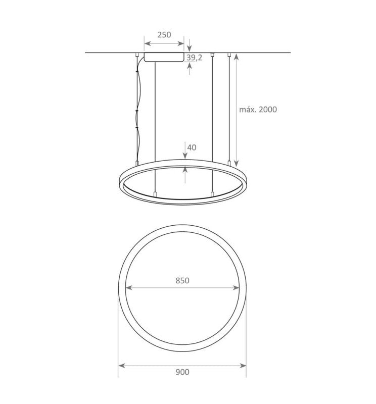 54W Circular SPACE VENUS LED Pendant Light in Black 90cm - LED Pendant