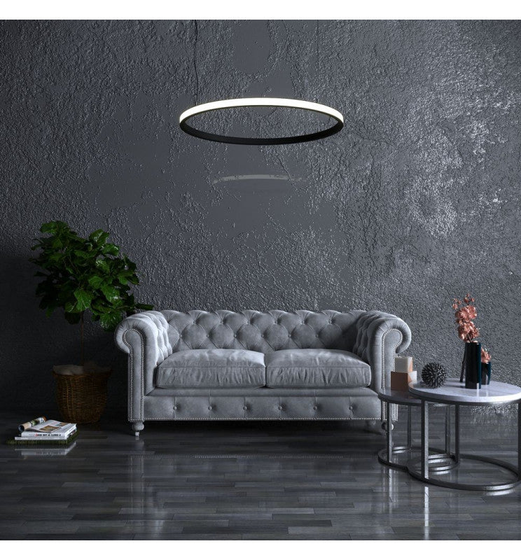 54W Circular SPACE VENUS LED Pendant Light in Black 90cm - LED Pendant
