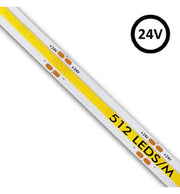 5m 24V LED Strip COB 15W/m 512LED/m 1800lm/m 10mm IP20 CRI90 - 2700K - Strip Lights