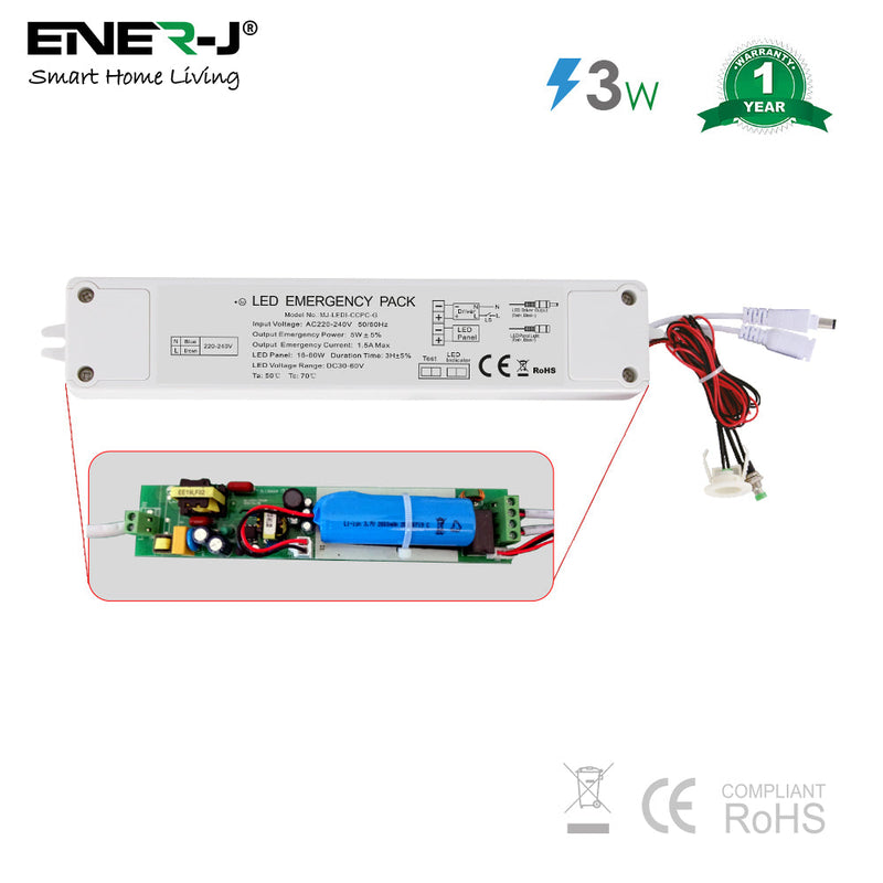 5W Emergency Battery Kit for LED Panels 6W to 70W - Emergency Lighting - Accessories