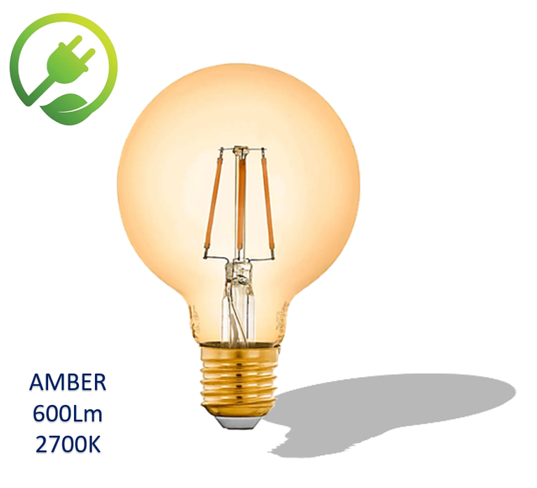 5W LED Filament Bulb G80 E27 Amber Glass 2700K - E27 Bulb