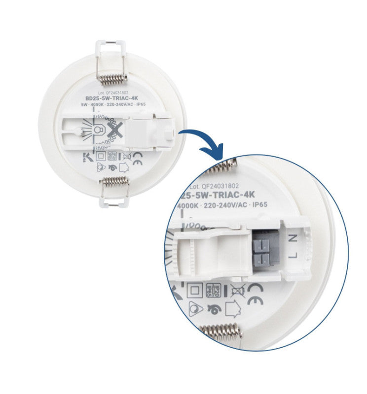 5W Recessed LED Spotlight White IP65 TRIAC Dimmable – Cut-out Ø68mm