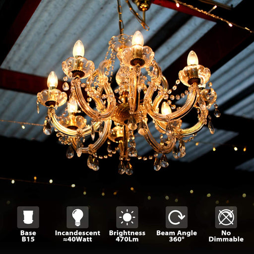 6 Pack of LVWIT 4W LED Filament Candle Bulb B22 2700K - Candle Bulb