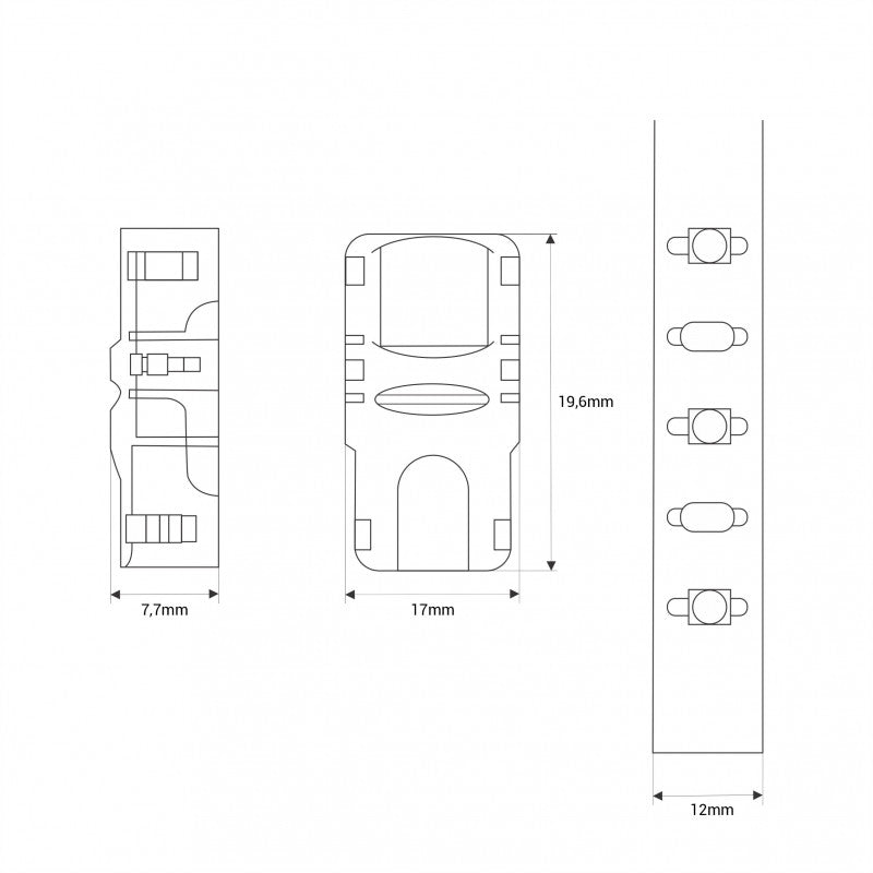 6 Pin Strip-to-strip Connector for 12mm LED SMD Strip 12V-24V RGB + CCT IP20 - Electronics Component Connectors