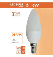6W C37 E14 LED Candle Bulb with OSRAM Chip 4000K - LED Light Bulbs - Lamps